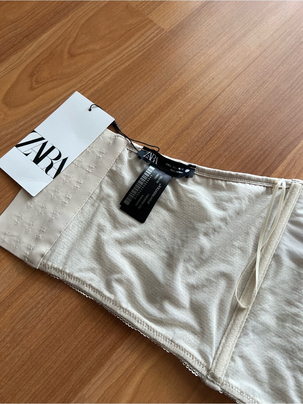 Zara Champagne Sequin Corset Bustier Crop Top Strapless L NWT - Picture 13 of 15